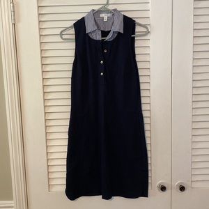 1901 Navy Striped Collar Shirt Dress Size XS